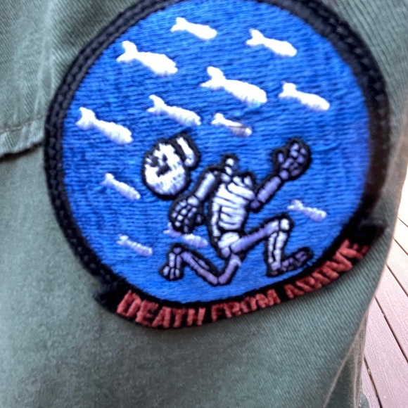 PacSun Shacket Jacket w/Embroidered Patches Military Army Green Size Small - Picture 5 of 8